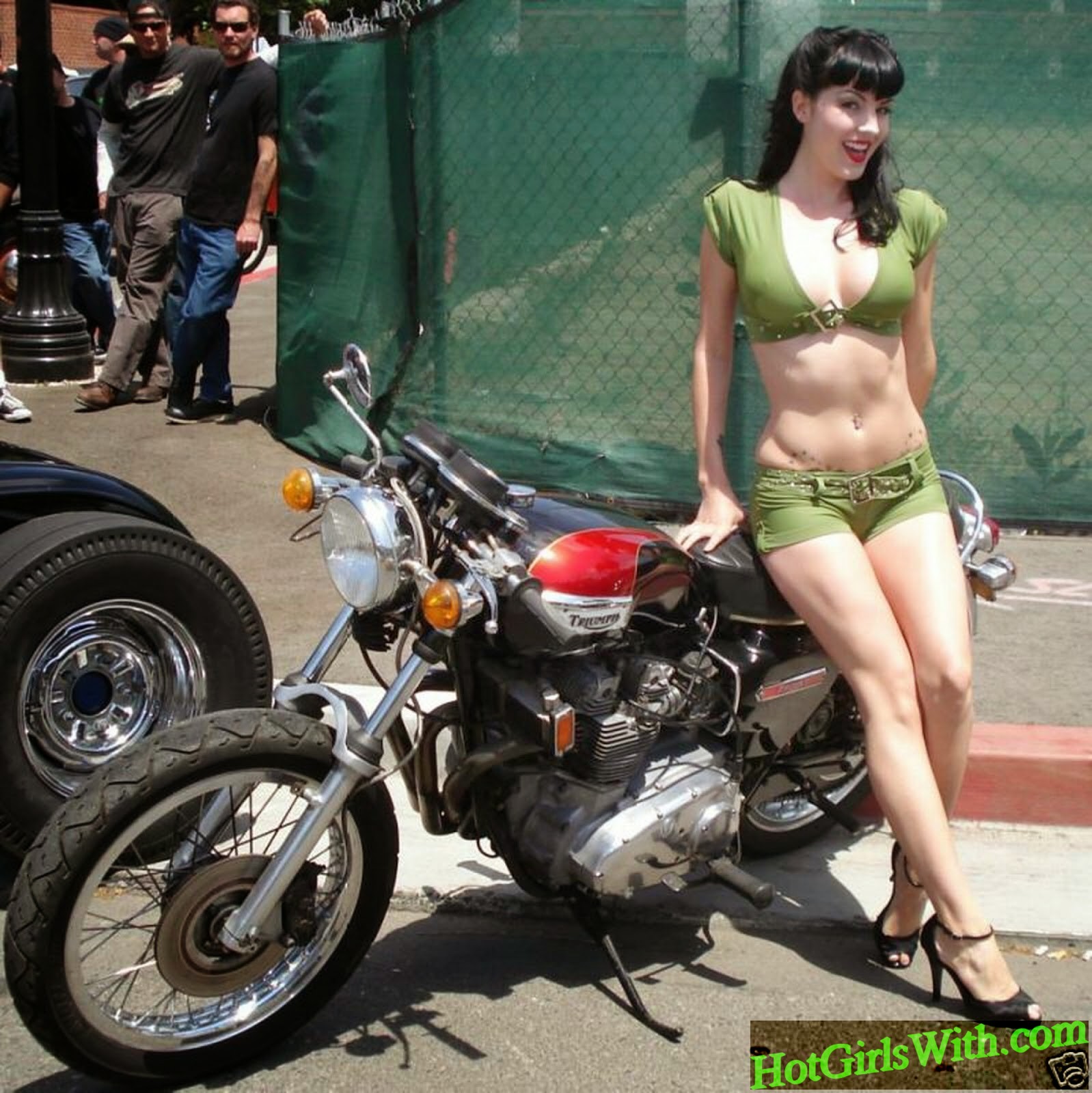 Pinup Girl with Motorcycle